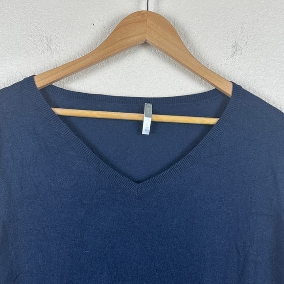 Gap Pure Blue V-neck Cashmere Blend Oversized Pullover Sweater Size Medium - Picture 2 of 10